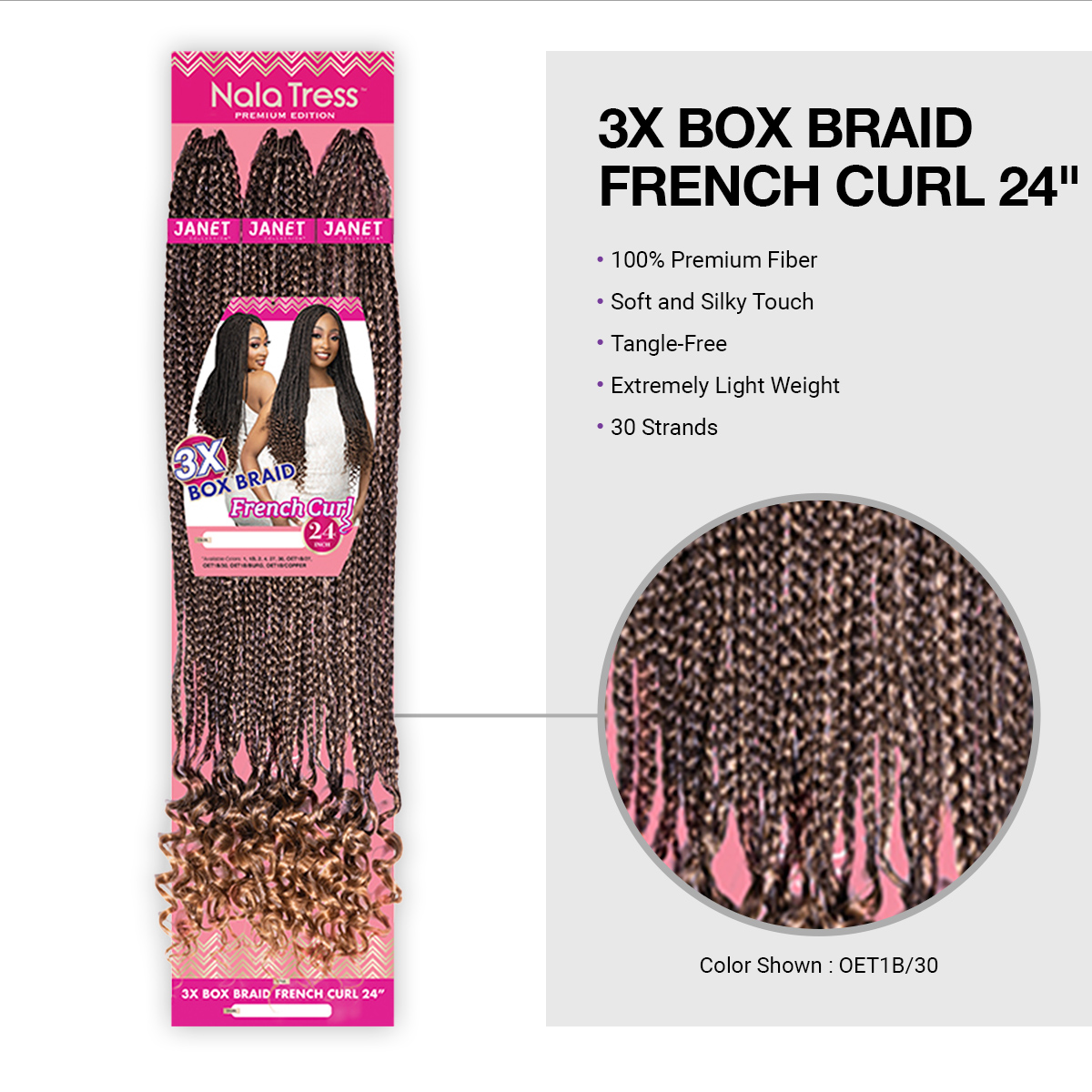Janet Collection Crochet Braids Nala Tress 3X Box Braid French