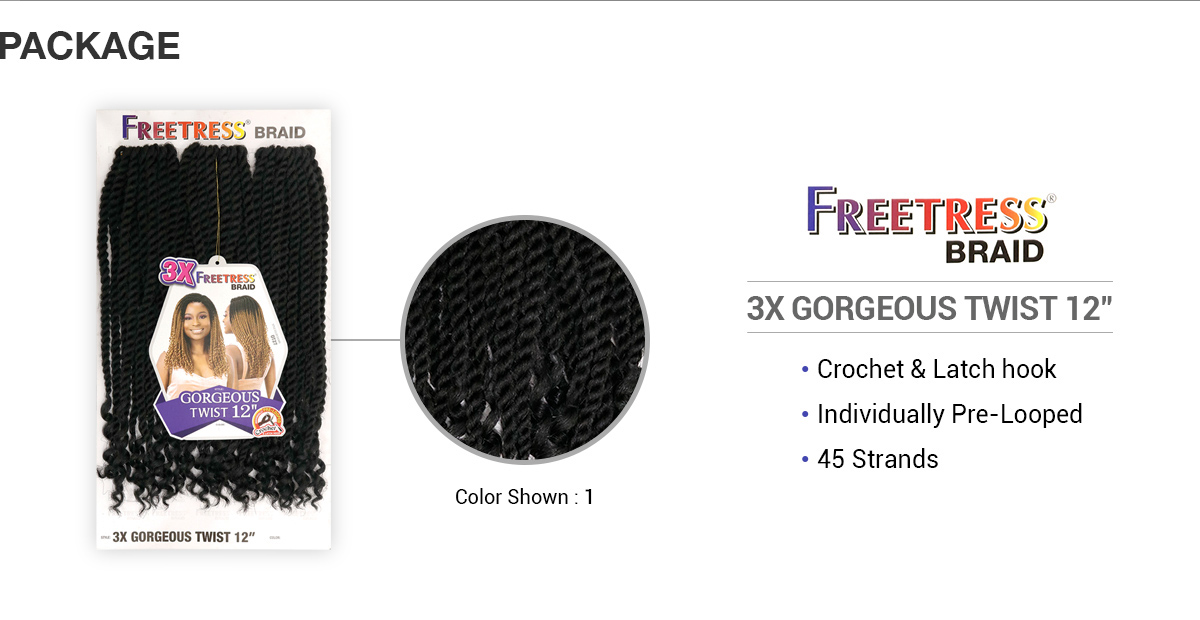 FreeTress Crochet Braids 3X Gorgeous Twist 12