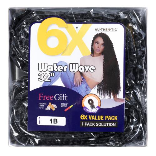 Authentic Synthetic Hair Crochet Braids 6X Value Pack Water Wave
