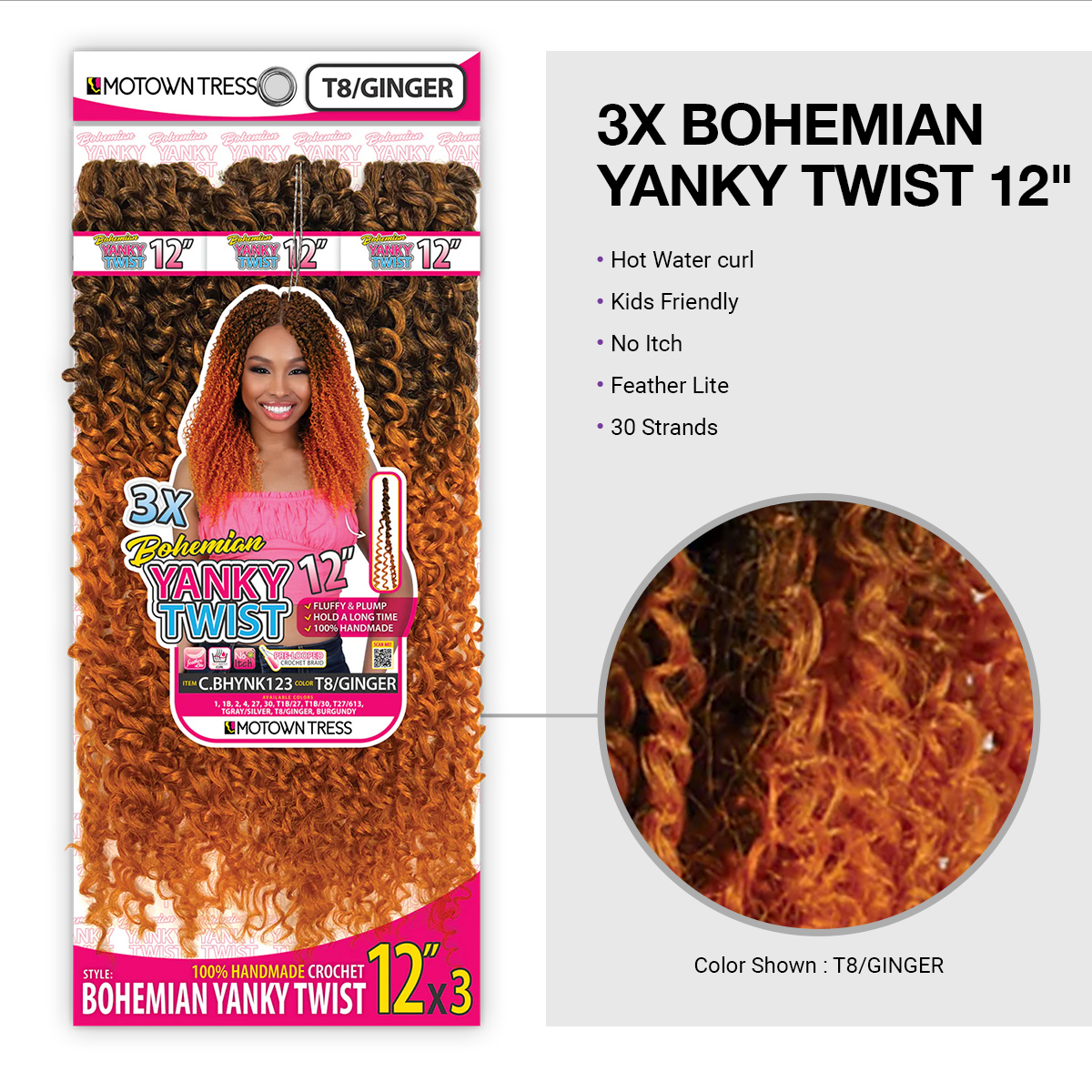 Motown Tress Crochet Braids 3X Bohemian Yanky Twist 12