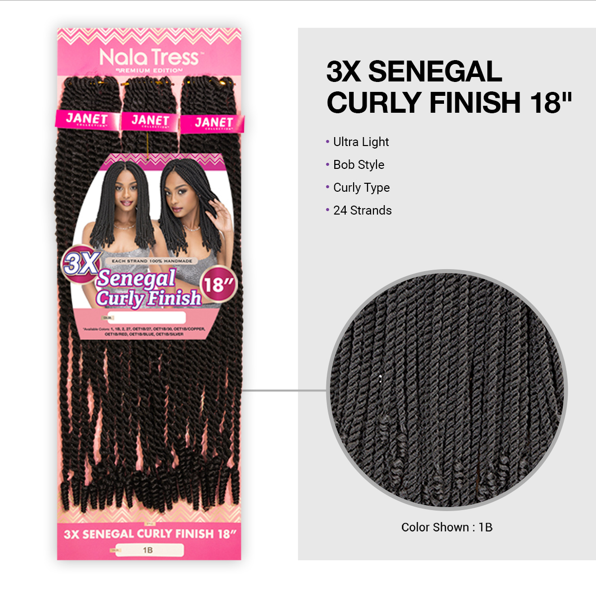 Janet Collection Synthetic Hair Crochet Braids 3X Senegal Curly