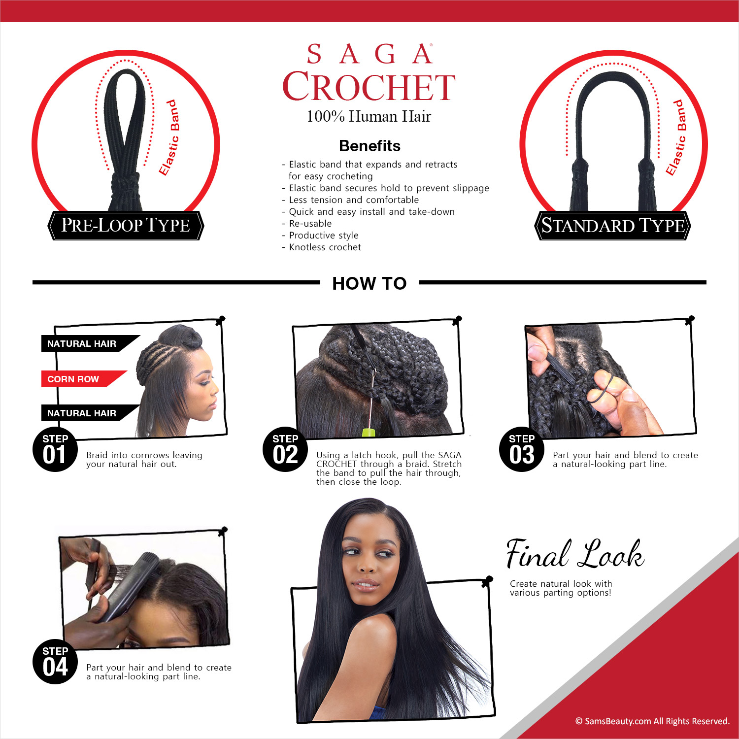 Saga Human Hair Crochet Braids Standard Type Super Curl - SamsBeauty