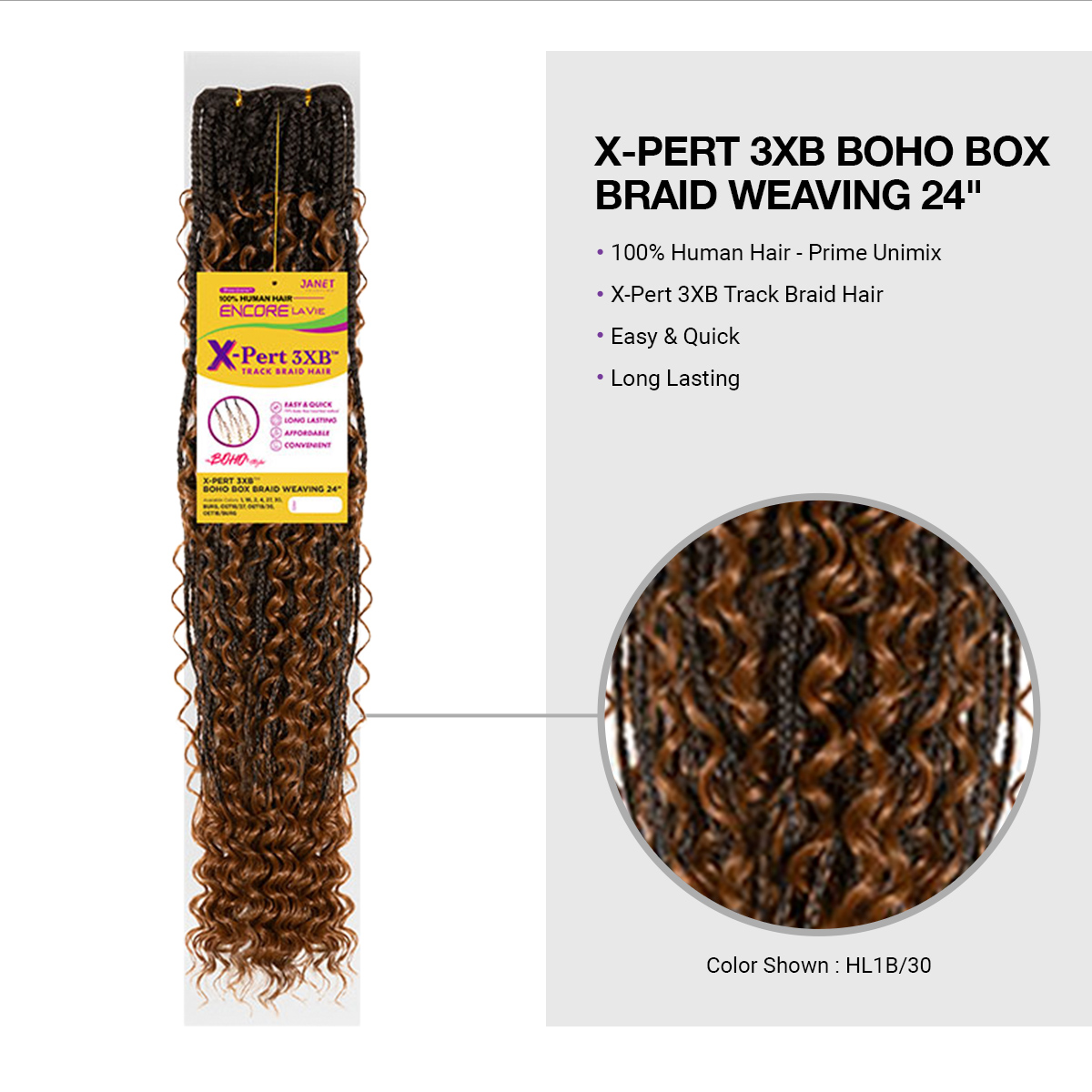Janet Collection Human Hair Blend Weave Encore La Vie X-Pert 3XB