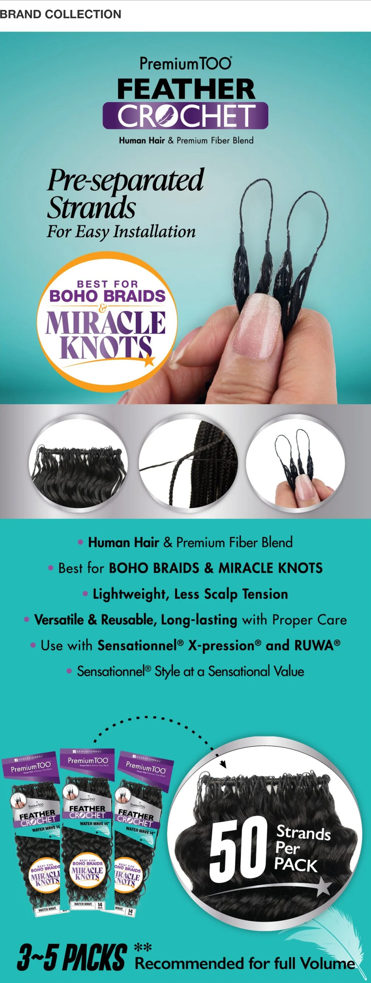 Sensationnel Human Hair Blend Crochet Braids Premium Too Feather